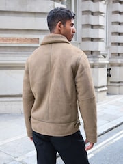Neutral Faux Shearling Jacket - Image 1 of 8