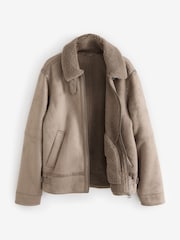 Neutral Faux Shearling Jacket - Image 5 of 8