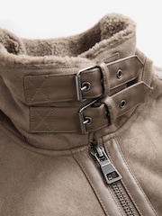 Neutral Faux Shearling Jacket - Image 6 of 8