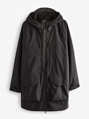 Black Long Waterproof Hooded Anorak - Image 13 of 19