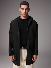 Black Long Waterproof Hooded Anorak - Image 7 of 19
