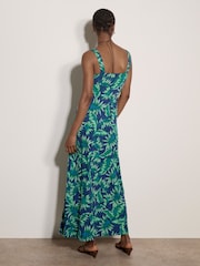Apricot Blue Tropical Leaf Jersey Maxi Dress - Image 3 of 4