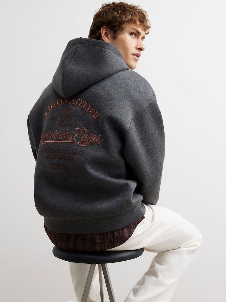 River Island Grey Oversized Premium Maison Hoodie - Image 1 of 4