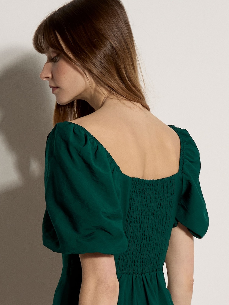 Verde - Vestido mini fruncido ajustado y acampanado Apricot - Imagen 4 de 4