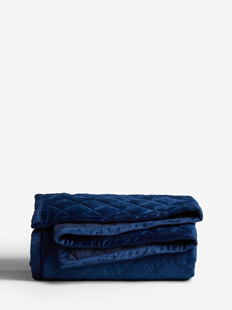 Navy Blue Hamilton Velvet Quilted Bedspread - Image 2 of 2