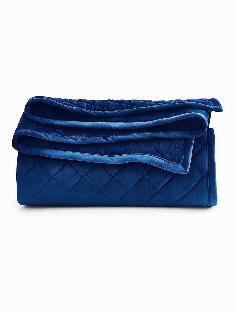Navy Blue Hamilton Velvet Quilted Bedspread - Image 4 of 4 Navy Blue Hamilton Velvet Quilted Bedspread - Image 4 of 4