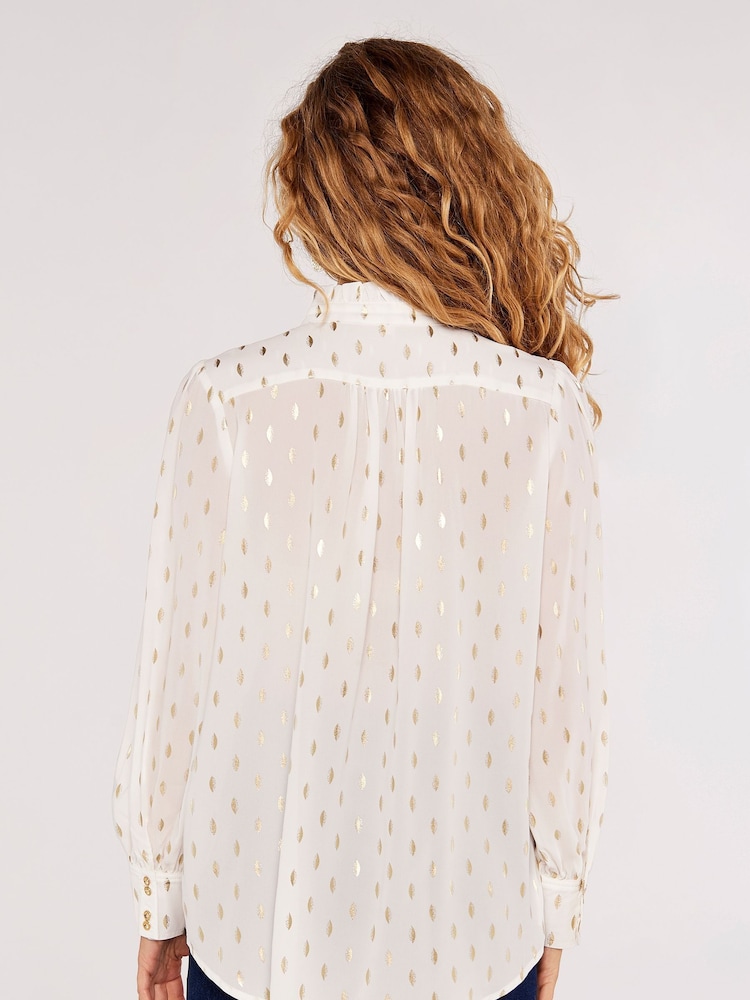 Apricot Cream & Gold Foil Oval Pintuck Blouse - Image 2 of 4