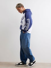 River Island Blue Oversized Archival Embroidered Hoodie - Image 3 of 4