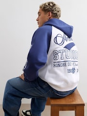 River Island Blue Oversized Archival Embroidered Hoodie - Image 4 of 4