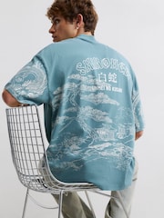 River Island Blue Oversized Shirohebi Japanese T-Shirt - Image 3 of 4