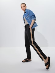 Black / Camel Side Stripe Taper Trousers - Image 1 of 7
