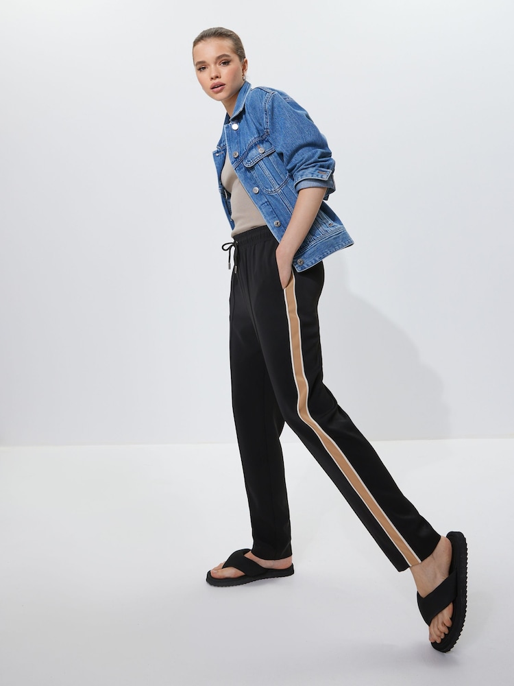 Black / Camel Side Stripe Taper Trousers - Image 1 of 7
