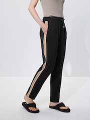 Black / Camel Side Stripe Taper Trousers - Image 3 of 7