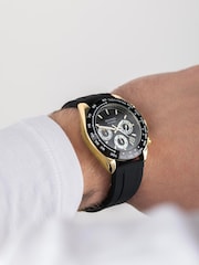 Sekonda Mens Circuit 39mm Analogue Black Watch With Gold Case And Silicone Strap With Dial - Image 1 of 6