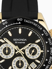 Sekonda Mens Circuit 39mm Analogue Black Watch With Gold Case And Silicone Strap With Dial - Image 3 of 6