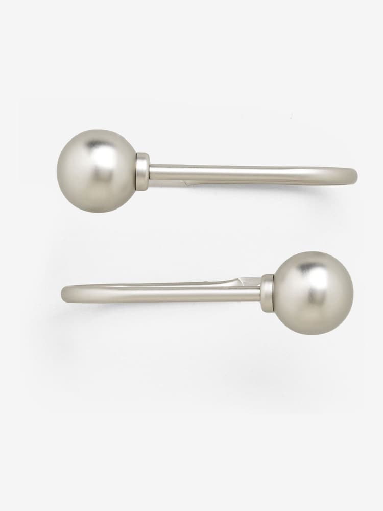 Set of 2 Brushed Silver Ball Curtain Holdbacks - Image 1 of 3