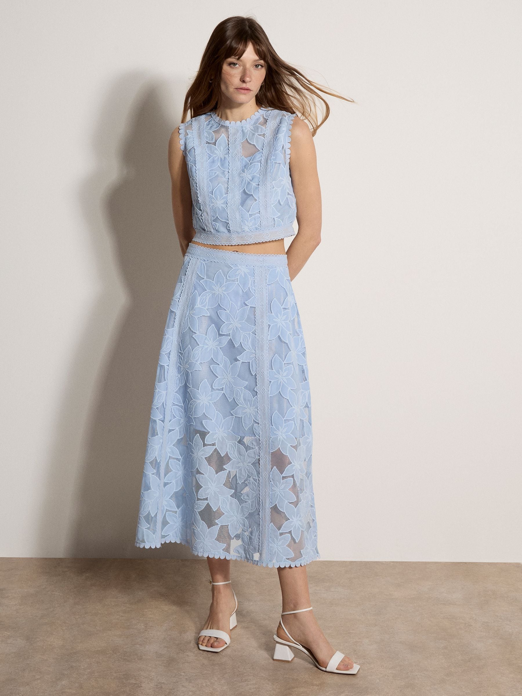 トップス 335 Buy Apricot Blue Floral Mesh Lace Crop Top from the Next UK online