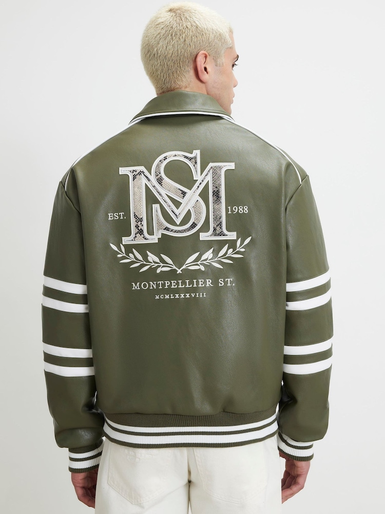 River Island Green Washed Varsity Jacket - Image 2 of 4