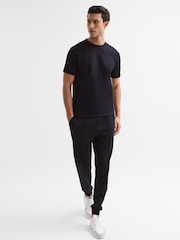 Reiss Navy Bradley Interlock Jersey Crew Neck T-Shirt - Image 3 of 6