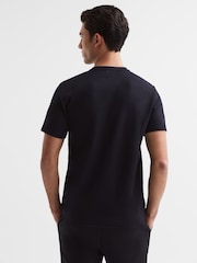 Reiss Navy Bradley Interlock Jersey Crew Neck T-Shirt - Image 5 of 6