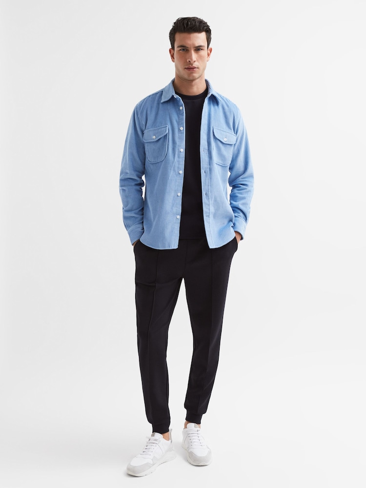 Reiss Navy Bradley Interlock Jersey Crew Neck T-Shirt - Image 6 of 6