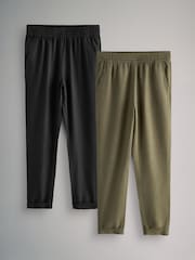The Set Black/Khaki Green 2 Pack Linen Blend Tapered Trousers - Image 2 of 9