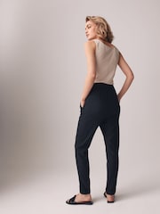 The Set Black/Khaki Green 2 Pack Linen Blend Tapered Trousers - Image 5 of 9