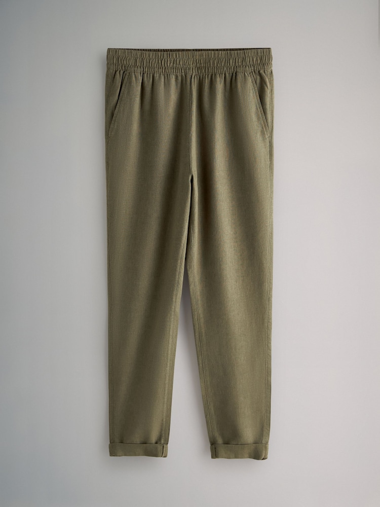 The Set Black/Khaki Green 2 Pack Linen Blend Tapered Trousers - Image 9 of 9