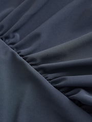 Charcoal Grey V-Neck Drape Short Sleeve Top - Image 8 of 8