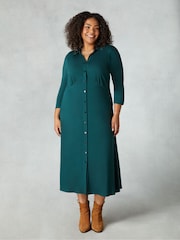 Live Unlimited Green Jersey Empire Seam Shirt Dress - Image 1 of 4
