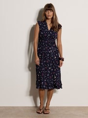 Apricot Blue Ditsy Floral Ruffle Midi Dress - Image 1 of 4