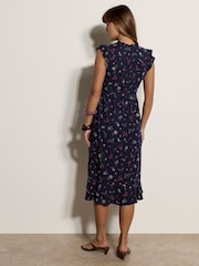 Apricot Blue Ditsy Floral Ruffle Midi Dress - Image 3 of 4
