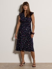 Apricot Blue Ditsy Floral Ruffle Midi Dress - Image 4 of 4