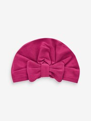Pink/Red Baby Bow Turban 100% Cotton Hats 2 Pack (0mths-2yrs) - Image 2 of 4