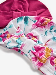 Pink/Red Baby Bow Turban 100% Cotton Hats 2 Pack (0mths-2yrs) - Image 4 of 4