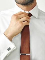 Silver Tone Cufflink And Tie Clip Set - Image 1 of 6