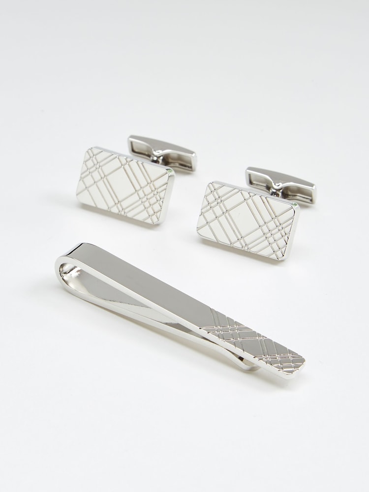 Tonalité argentée - Ensemble boutons de manchette et pince à cravate - Image 4 of 6