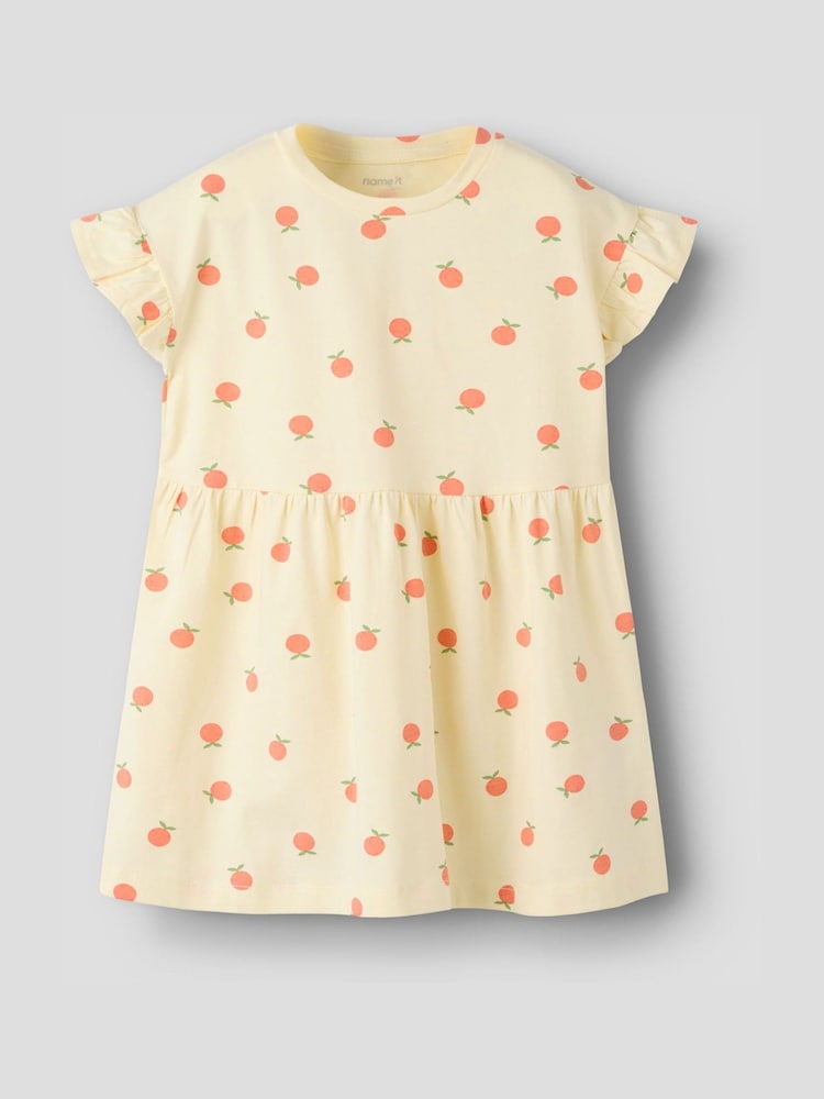 Name It Yellow Peach Print Short Sleeve Dress - Image 1 of 2