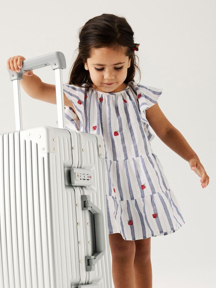 Name It Blue Tiered Stripe Strawberry Dress - Image 1 of 4 Name It Blue Tiered Stripe Strawberry Dress - Image 1 of 4
