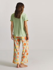 Figleaves Green Blanket Stitch Fruit Pyjamas Set - Image 2 of 4