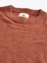 Rust Brown Relaxed Linen Blend Knitted Crew Neck T-Shirt - Image 6 of 7