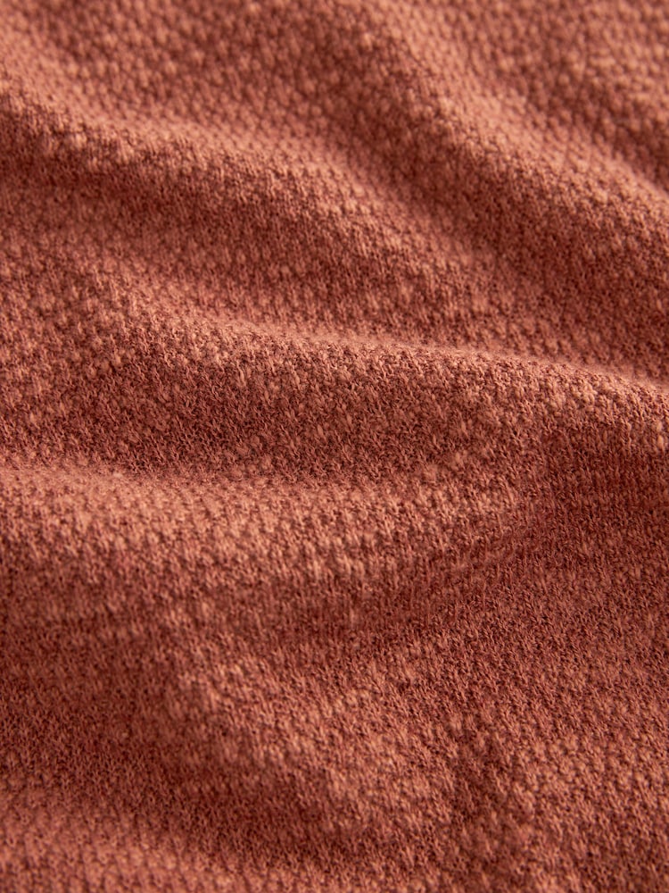 Rust Brown Relaxed Linen Blend Knitted Crew Neck T-Shirt - Image 7 of 7