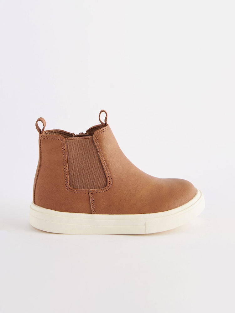 Tan Brown Standard Fit (F) Chelsea Boots with Zip Fastening - Image 2 of 5 Tan Brown Standard Fit (F) Chelsea Boots with Zip Fastening - Image 2 of 5