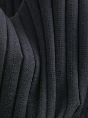 Navy Blue Long Sleeve Rib Midi Dress - Image 5 of 6