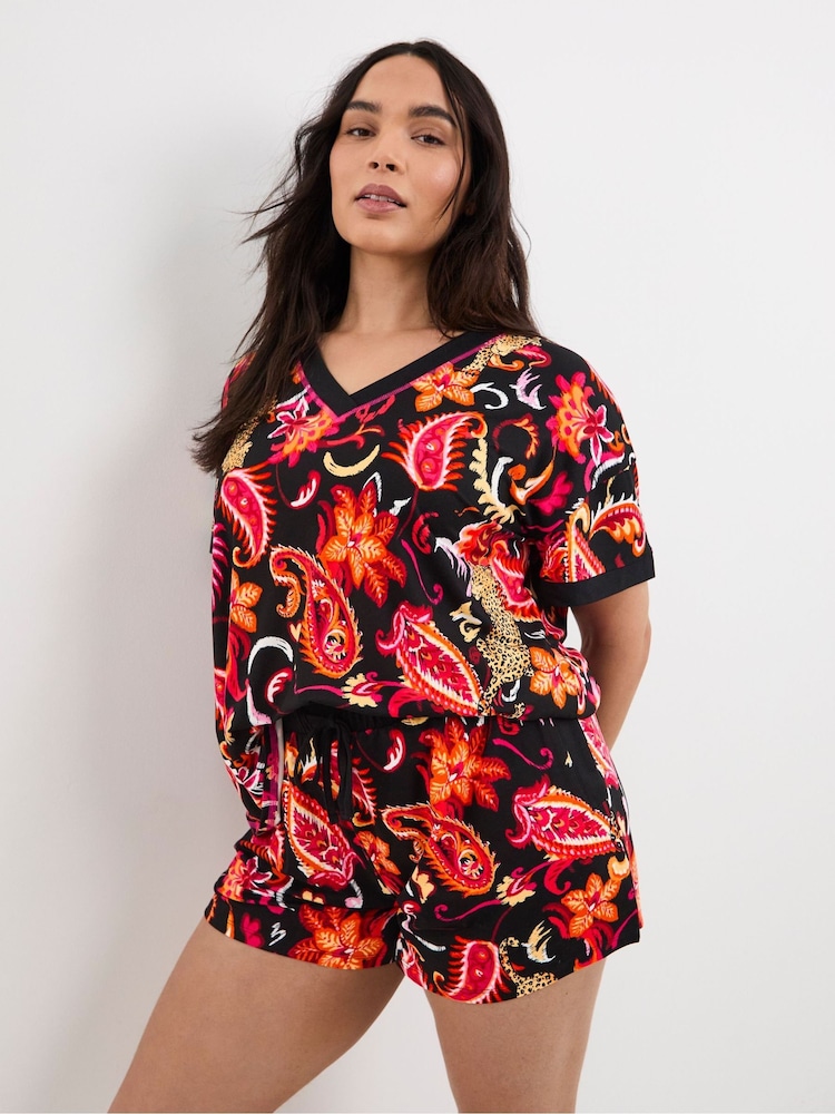 Figleaves Animal Leopard Shortie Pyjamas Set - Image 1 of 4