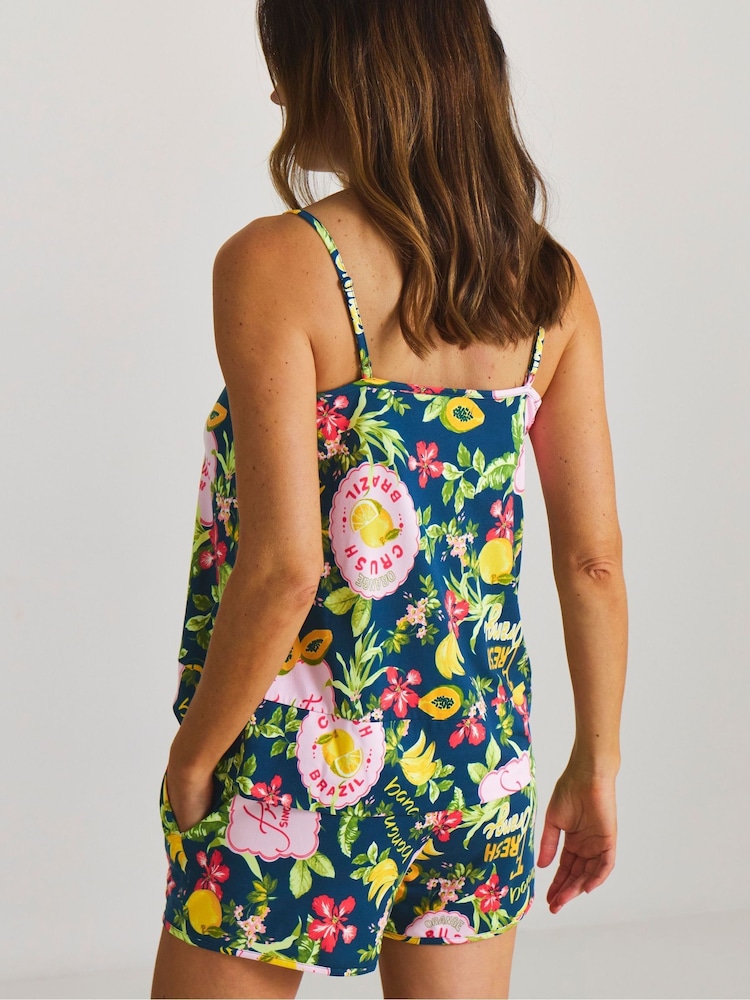 Figleaves Blue Fruit Cami Pyjamas Set - Image 2 of 4 Figleaves Blue Fruit Cami Pyjamas Set - Image 2 of 4