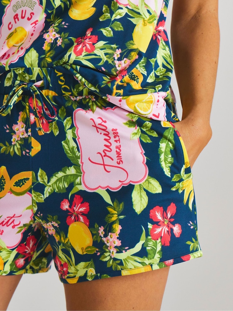 Figleaves Blue Fruit Cami Pyjamas Set - Image 4 of 4 Figleaves Blue Fruit Cami Pyjamas Set - Image 4 of 4