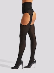 Ann Summers Black High Waisted Mock Suspender Tights - Image 3 of 3