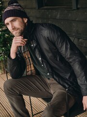 Barbour® Dark Blue Case Fairisle Pattern Pom Beanie Hat - Image 2 of 4
