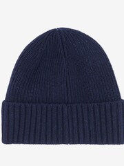 Barbour® Navy Carlton Knitted Fleece Lined Beanie Hat - Image 2 of 3